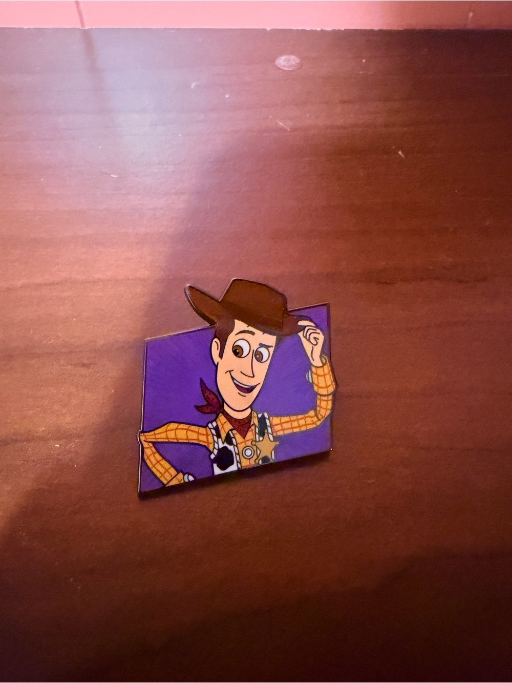 Woody Enamel Pin - Brown and Purple Cartoon Western Character